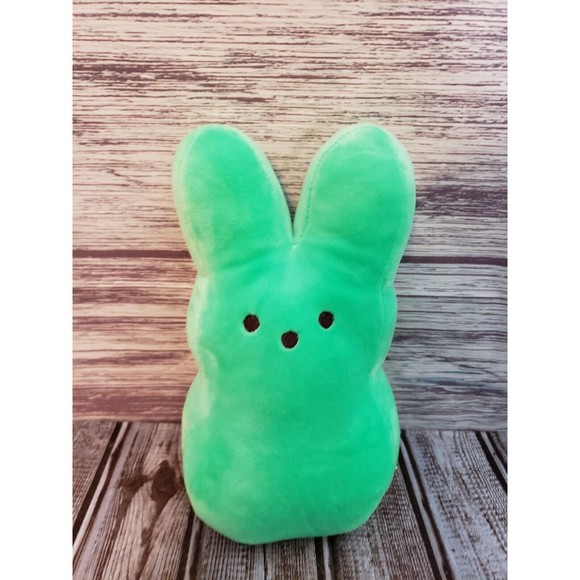 Peeps Plush 6” Bunny Just Born Stuffed Animal Green Beanie Easter Plush, Dog Toy - Picture 1 of 6